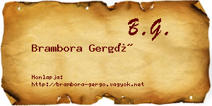 Brambora Gergő névjegykártya